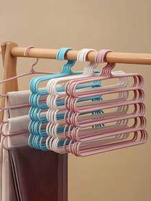 3/5 piezas Perchero multiusos de 5 niveles, colgador de pantalones, estante de almacenamiento de pantalones, organizador de ropa antideslizante y ahorra espacio, apto para pantalones, bufandas, corbatas - Estante de almacenamiento para el hogar, colgador de pantalones para el hogar, colgador de bufandas y corbatas - Multicolor - Ver 10