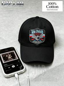 1 gorra, gorra de algodón vintage con el logo de VonDutch estampado, banda interior suave y elegante de estilo vintage, tamaño ajustable, gorra de béisbol multifuncional y ligera, con protección solar y protección UV UPF 50, adecuada para deportes al aire libre. - A - Ver 12