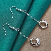 Pendientes de gancho con gota de agua chapados en plata de ley 925 para mujeres, joyería de encanto para boda y fiesta - Plateado - Ver 4
