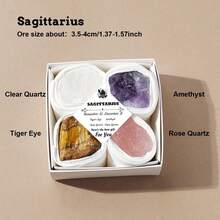1box 12 Constellation Crystal Energy Gift Set, Raw Stone Crystals & Chakra Quartz Amulets For Reiki Healing, Divination & Home Decoration - Twelve Constellations Stone Box - View 19