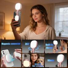 Magnetic LED Selfie Ring Light With Mirror, Portable Mini Phone Selfie Lamp, Dimmable Fill Light, 600mAh Rechargeable Battery, For Live Streaming/Vlog/Video Recording/Makeup/Video Blogging/Mobile Photography And Videography - K04 - View 6