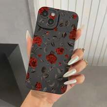 New Retro Fashion Rose Phone Case For IPhone 16 15 14 13 12 11 Pro Max Xs XR X 7 8 16 Plus Shockproof Matte Soft Cover - Klein Blue - View 1