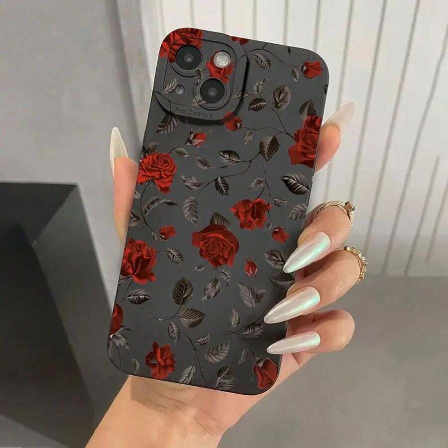 New Retro Fashion Rose Phone Case For IPhone 16 15 14 13 12 11 Pro Max Xs XR X 7 8 16 Plus Shockproof Matte Soft Cover - Klein Blue - View 1
