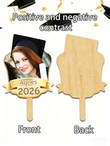 1pc Personalized Wooden Graduation Hand Fan,Custom Photo And Text Graduation Hand Fan, Personalized Class Of 2026 Handheld Sign, Graduation Party Photo Booth Prop,A Unique Keepsake For The Graduate - Multicolor - View 7