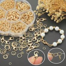 600pcs/Box KC Golden Includes A 12mm Lobster Clasp And Various Sizes Of Loops. Suitable For DIY Jewelry Making, Including Bracelets, Necklaces, Anklets, Bag Charms, Keychains, Beaded Connecting Rings, And Other Jewelry Making Materials And Parts. - Multicolor - View 3