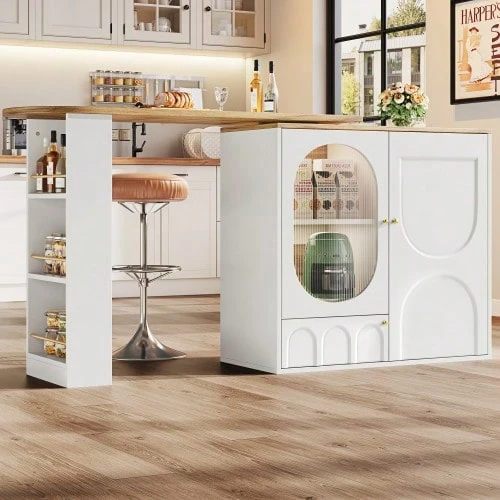 Um 360° Drehbarer Bartisch, Stehtisch (Korpus 138 - White - View 1