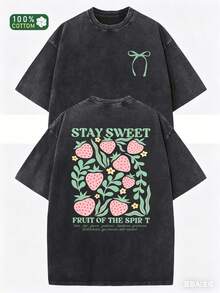 Summer Tops2026Women'S & Men'S Pastel Pink T-Shirt - Soft Pink Washed Tee With Front & Back Graphic, Heavyweight 230GSM Shirt For Everyday & Formal Outfits, Machine Washable Summer Top - Ideal Gift For Birthdays, Anniversaries, Holidays, Holiday Outfit,  Design, Comfortable Fit, Unisex Apparel, Fashion Lovers, Outdoor Clothing, Casual Wear, Stretchable Top, Stylish Graphic Teesummer Clothes Washed Cotton - màu đen - Xem 1