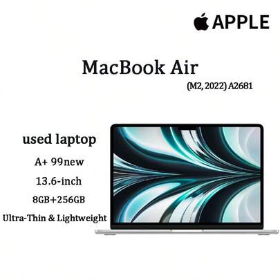  Used Apple MacBook Air 2022, A2681 M2 Chip (8-Core CPU + 10-Core GPU), 8GB RAM + 256GB Storage, 13.6-Inch Liquid Retina Display, 2560x1664 Resolution, 500 Nits Brightness, P3 Wide Color Gamut, Up To 18 Hours Of Battery Life, 52.6Wh Battery, MagSafe Charging, Silver, 1.24kg Weight. Ideal For Mobile Office Workers, Students, Content Creators, And Users Of Lightweight And Portable Laptops.