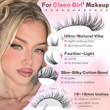[Lowest Price In 30 Days]300pcs C-Curl Fluffy Black Colored Lightweight Cluster False Eyelashes, Thick & Voluminous Individual Lashes, Natural Black Makeup, Soft & Comfortable, Suitable Eyelash Extension At Home, Eyelash Clusters - F-CC Curl Wispy - 查看 5