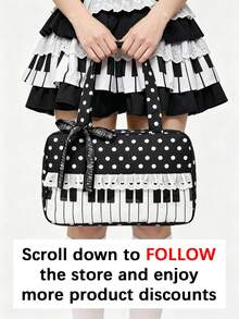 Simple Stylish Polka Dot Piano Bag, Niche Design Lace Popular Handbag, Exquisite Multifunctional Shoulder Bag, Suitable For Date Shopping Collocation - Multicolor - View 2
