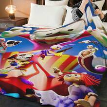  1PC A-Amazing D-Digital Anime Circus Cozy Super Soft Flannel Blanket,  Flannel Throw Blanket 50"X60" - Printed With Purple Blue Neon Gradient Background, , Jax, Gangle, King, One-Eyed Monster, Jagged Teeth, Clown Nose, Tapestry Wall Hanging, Digital Circus Fan Gift, Room Decor For Bedroom Or Dorm -280gsm - Nhiều màu 8 - Xem 7