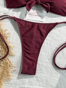 Bộ bikini hai mảnh gợi cảm mới năm 2026, thiết kế hở lưng với dây buộc chéo, thích hợp cho bãi biển, khu nghỉ dưỡng, spa, tiệc bể bơi và kỳ nghỉ. - Màu tím - Xem 5