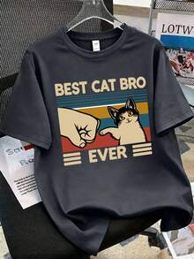 1 set T-shirt à manches courtes et pantalon de survêtement avec imprimé chat de dessin animé, convient aux adolescents garçons, cadeau d'été parfait pour le port à l'école et en extérieur, printemps/été - Multicolore - Voir 4