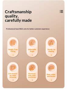 多功能桌面手机支架，加重底座，防晃动，角度可调，适用于直播、视频录制和观看视频 - 黑色 - 查看 3