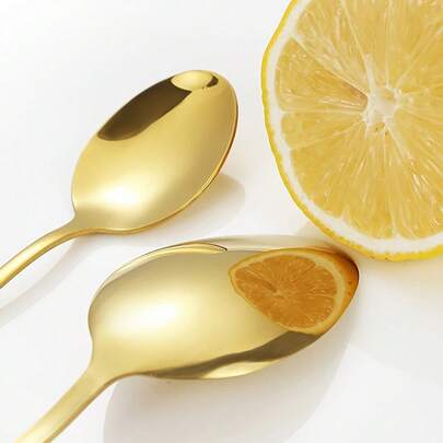 Gold Cake Cutlery Set, Salad Spoon And Fork Set, Suitable For Salad, Cake, Dessert, Various Celebrations, Parties, Outdoor Activities, Restaurants, Home Events, Weddings, Kitchen Supplies, Back To School