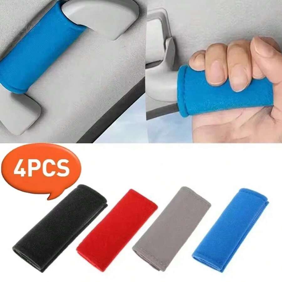 4pcs Universal Car Door Handle Protector Covers, Interior Accessories, Easy Installation, Anti-Slip Adjustable Design, Fit For Sedan, Truck, Van, SUV And More