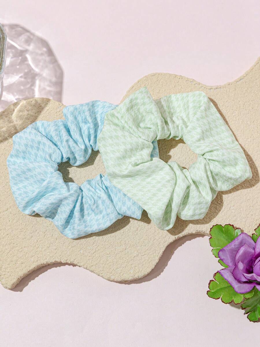 2pcs/Set Large Size Floral Hair Scrunchies,Travel,Party - Multicolor - View 1