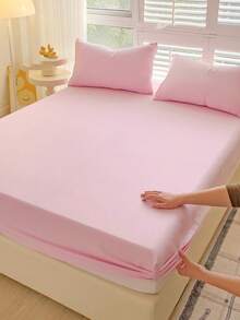 Camel Brushed Soft & Comfortable 3 PiecesBed Sheet Set - Baby Pink - View 5