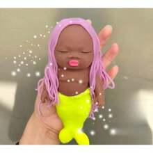 Ugly-Cute Long-Haired Mermaid Princess Stress-Relief Toy, Black Palm-Sized Soft Rubber Squeeze Toy, Wholesale From Manufacturer - 黃色 - 查看 4