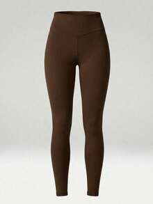 FWH #Elegant Shaping#Premium Texture, Versatile For Multiple Daily Scenarios, Minimalist Elegant, High Waist Tummy Control, Lengthening Leg Lines, Lifting And Shaping Buttocks For Slimming Effect, Visually Lengthening Leg Shape, Buttock Lifting And Shaping, Multi-Wear, Multi-Scenario Adaptability, Commuting, Daily Outfits, Exquisite Minimalist Daily, Fitness Sports, Women's Elegant Style High Waist Tight Yoga Pants 2-Piece Set - Multicolor - View 3