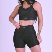 Kit Of 2 Bee Zero Transparency Premium Comfortable Fitness Sets: High-Waisted Shorts, Cropped Top With Padding, Perfect For Workouts And Gyms - Đen và Nâu - Xem 2