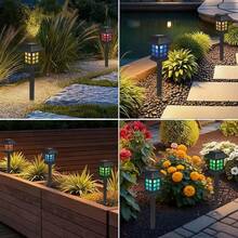 1/4/8PCS White Light Outdoor Solar Path Lights With Light Sensor, Outdoor Garden Decorative Ground Stake Lights, Outdoor Estate Decorative LED Atmosphere Lights, Portable Detachable Outdoor Camping Ground Stake Lights - Streetlights In the House - View 8