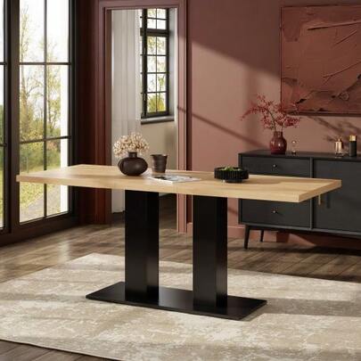 Ausziehbarer Esstisch, 140/180*70 Cm, Suitable For 6-8 Personen, Rechteckige Form, Verdickte Tischplatte, Einfachen Stil, Tisch Für Esszimmer, Küche, Wohnzimmer, Naturholzfarbe