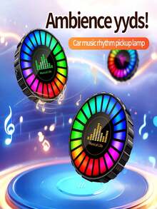 Circular RGB Microphone Lamp, Music Rhythm Activated LED Atmosphere Light, Dual Use For Desktop And Car, Suitable For Parties, Gatherings And Concerts - Aroma Lamp - View 2
