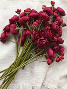 6pcs Artificial Ranunculus Flowers, Fake Roses, Silk Mini Ranunculus, Bulk Fake Flowers For Wedding Bouquet, Table Centerpiece, Bridal Shower, Valentine's Day, Mother's Day Decor - Nhiều màu - Xem 2