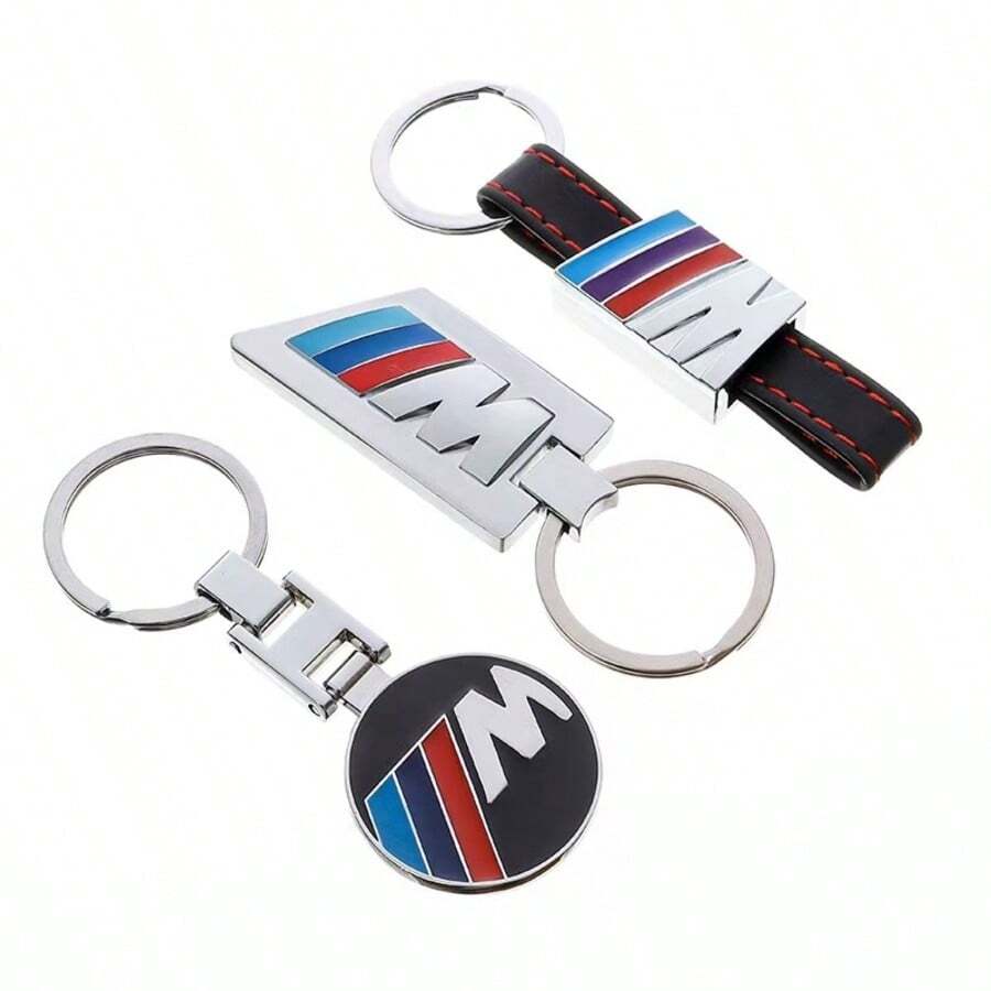 1pc M-Series Tri-Color Sport-Style Metal Keychain. Note: This Is A Functional Accessory, Not A Precision-Crafted Collectible; Minor Surface Imperfections May Exist On Some Units. Please Do Not Purchase If This Is A Concern. - Multicolor - View 1