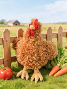 1 pieza Muñeco de peluche de gallina linda de 25cm/9.84in, muñeco de pollo de peluche súper suave y esponjoso, muñeco de peluche de animal de granja realista y adorable, regalo perfecto de cumpleaños, Navidad y Pascua para niños, decoración acogedora para el hogar, la guardería y el sofá, compañero lindo para los amantes de los animales - Marrón - Ver 6