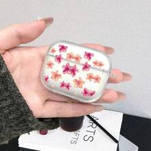 1 pieza Funda para auriculares con estampado floral de verano impreso con UV, compatible con auriculares 1/2/3/4/Pro/Pro2/Pro3, diseño minimalista y de moda, adecuado como regalo para estudiantes, trabajadores de oficina y profesionales - transparente - Ver 3