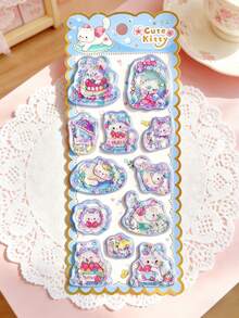 Hình dán mèo Kawaii màu pastel: Hình dán 3D dạng cát chảy với hoa anh đào, bánh cupcake và những chú mèo mộng mơ dành cho những trang nhật ký ngập nắng. - Nhiều màu - Xem 5