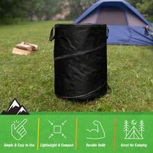 Foldable Camping Trash Can - Portable Outdoor Garbage Bin, This Portable Trash Can Is Easy To Carry, Suitable For RV Travel, Camping, Item Storage, Recycling Or Yard Waste Disposal - Black - View 9