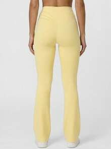 Sodalemon Women's Tight Dance Wide Leg Pants, Yoga Sports Flare Trousers - Yellow - View 5