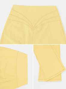Sodalemon Women's Tight Dance Wide Leg Pants, Yoga Sports Flare Trousers - Yellow - View 9