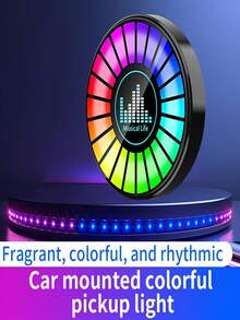 Circular RGB Microphone Lamp, Music Rhythm Activated LED Atmosphere Light, Dual Use For Desktop And Car, Suitable For Parties, Gatherings And Concerts - Aroma Lamp - View 3