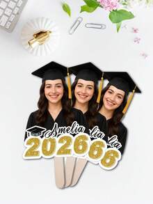 1 pieza Abanico de fotos personalizable para graduación, foto y texto personalizados, accesorio de fotos de graduación 2026, abanico de graduado 2026, decoración de fiesta de graduación de escuela secundaria/universidad, accesorio de cabina de fotos de celebración de graduación 2026, regalo de graduación, temporada de graduación - Multicolor - Ver 7