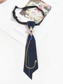 1件女士复古水滴形仿水晶皇冠装饰链可调节预系领带，适合上学、通勤、派对等场合穿着 - 彩色 - 查看 7