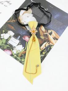1件女士复古水滴形仿水晶皇冠装饰链可调节预系领带，适合上学、通勤、派对等场合穿着 - 彩色 - 查看 19