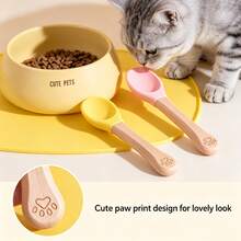 1个猫爪造型宠物喂食勺，硅胶勺头木柄，猫罐喂食器，可爱宠物喂食工具 - 小容量 - 查看 2