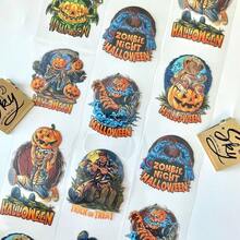 Băng dính Washi phong cách Gothic Halloween, chủ đề "Trick or Treat" với hình ảnh bí ngô, đầu lâu và tranh nghệ thuật đen tối, văn phòng phẩm thẩm mỹ cho sổ tay Bullet Journal và album ảnh. - 6cm*92cm - Xem 1