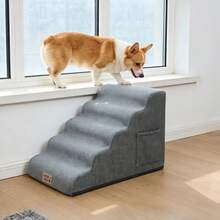 宠物楼梯 狗狗梯 小型犬攀爬楼梯 可拆卸可清洗泡沫狗狗踏板 沙发床边防滑宠物梯 - 灰色 - 查看 5