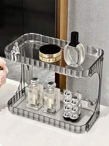 1pc Double Layer Makeup Organizer, Beauty Care Assistant, Skincare Products Storage Box, Shower Gel Storage Box, Sunscreen Storage Box, Vanity Tray, Bathroom Storage & Organization, Bottle Holder, Mother's Day Gift, Home Decor, Back To School Supplies , Makeup Room Decor,Makeup Bag,Travel Essential - Multicolor - View 4