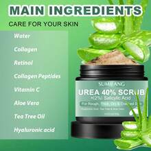 SUMIFANG Crema exfoliante para pies con 40% de urea, que contiene 2% de ácido salicílico, ácido hialurónico, aceite de árbol de té y aloe vera, adecuado para talones ásperos, gruesos, secos y agrietados, 4.233oz/120g - Romero - Ver 7