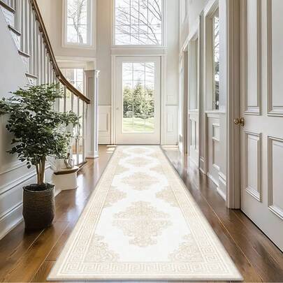 سجادة ممر استقبال فندق بطراز صيني أبيض عاجي، فاخرة ولكن بسيطة، سجادة مستطيلة سميكة ومريحة لغرف المعيشة والممرات، وبساط سهل التنظيف للمطبخ والحمام، مناسبة للأراضي المحيطة والنزهات والتخييم، مع ميزة مانعة للانزلاق.