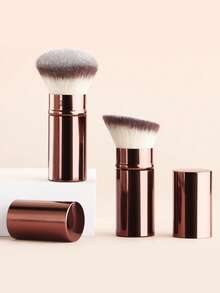2pcs Retractable Makeup Brushes - Round Powder Brush & Angled Blush Brush, Soft Bristles, Makeup Tools With Covers - Multicolor - View 4