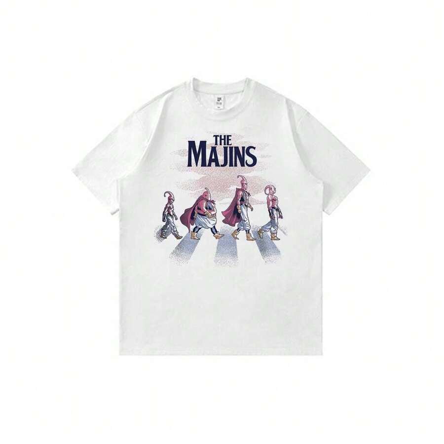 Dragon-Balls-Z-Majin-Buu-Forms-Abbey 2026 Japanese Anime Men's T-Shirts Funny Cute Cartoon Women T-Shirt Short-Sleeved T-Shirts Graphic Tees Kawaii Printed T-Shirts Graphic T-Shirts Crew Neck 100% Cotton - 白色 - 查看 1