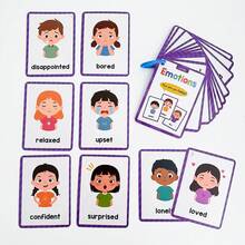 28 Sets My Emotional Feelings English Learning Word Cards Children Education Learning Enlightenment Flashcards - Apricot - View 2