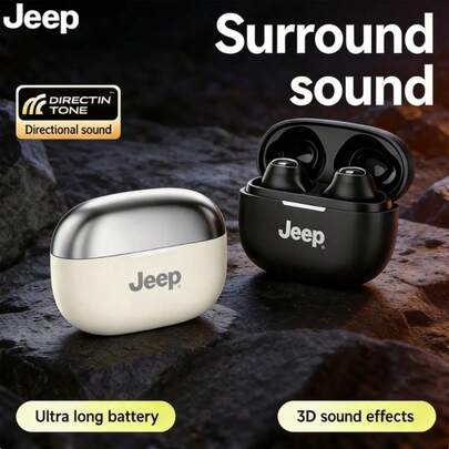  Jeep 无线 TWS 耳机，降噪功能，30 小时超长续航，Type-C 充电，HiFi 3D 环绕立体声，入耳式耳机，适合听音乐、运动和玩游戏